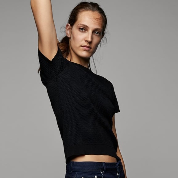 ZARA Sweaters - ZARA // black blue soft jacquard knit sweater top